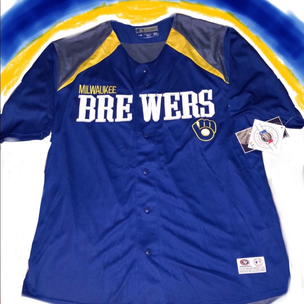 💲OLD! Elsewhere! NWT MLB MIL Brewers Jersey Size L Men’s